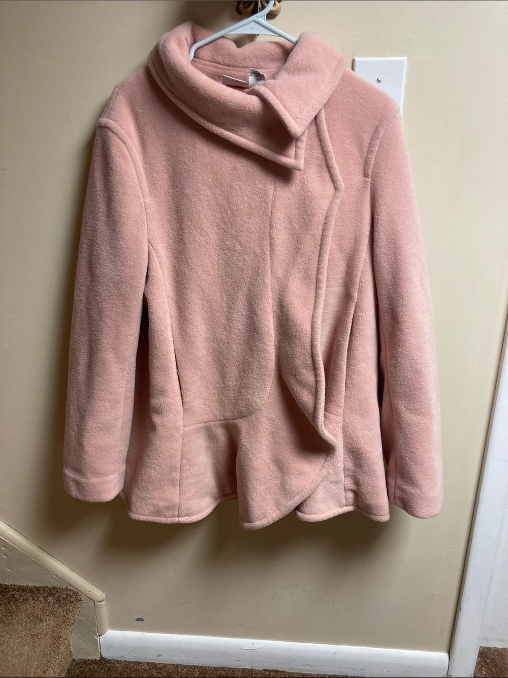 Newport News Blush Pink Peplum Wool-Blend Coat